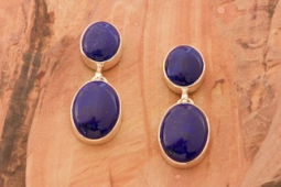 Genuine Blue Lapis Sterling Silver Native American Earrings